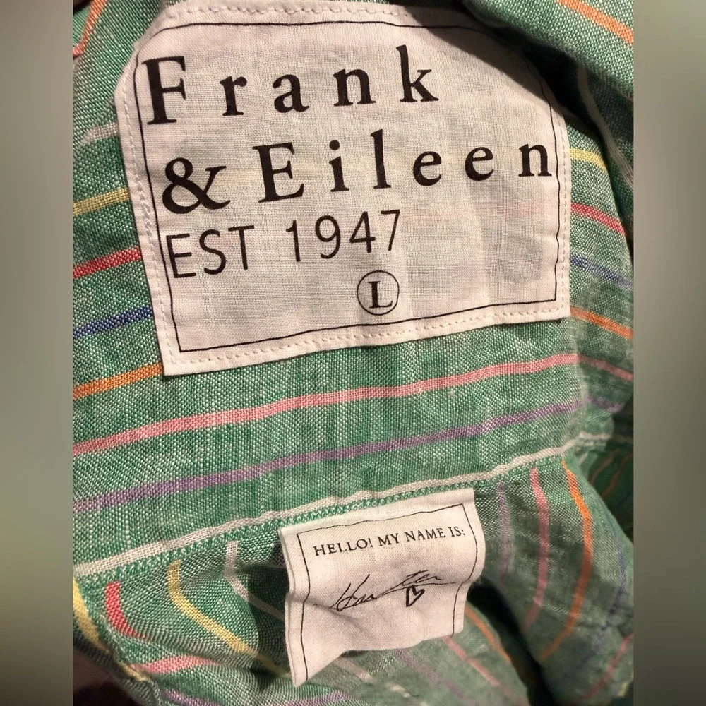 NWOT Frank & Eileen Hunter Stripe Step Hem Linen & Cotton Shirtdress colorful L - Picture 6 of 9